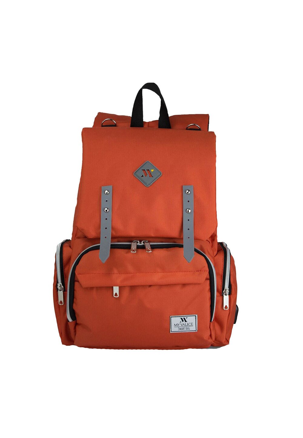 Rucsac pentru mamici, cu mufa USB, Maya, portocaliu