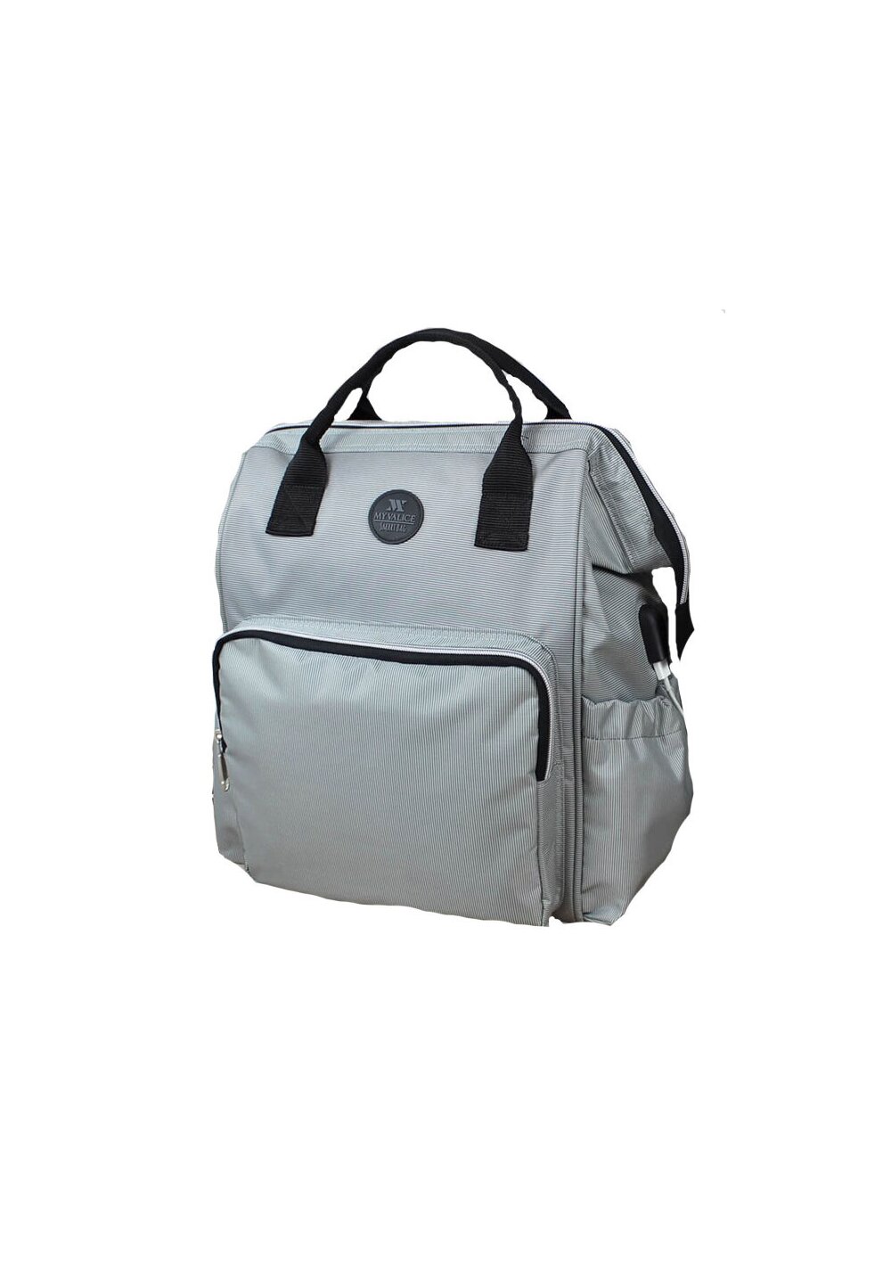 Rucsac pentru mamici, cu mufa USB, Smart Bag, gri deschis