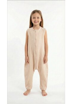 Sac de dormit, cu picioare, doua straturi, muselina, crem