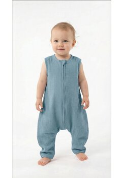 Sac de dormit, cu picioare, doua straturi, muselina, gri inchis