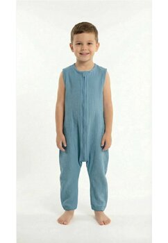 Sac de dormit, cu picioare, doua straturi, muselina, gri inchis