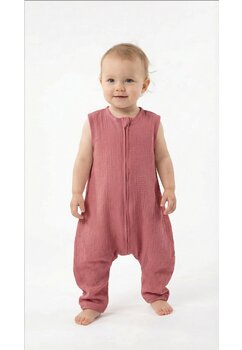 Sac de dormit, cu picioare, doua straturi, muselina, roz inchis