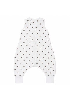 Sac de dormit cu picioare, un strat, inimioare maro, muselina, alb