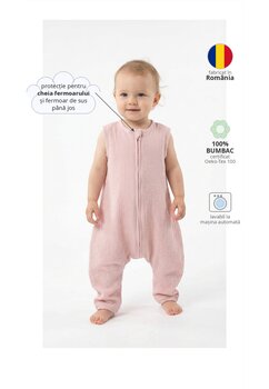 Sac de dormit, cu picioare, un strat, muselina, crem