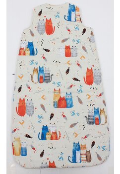 Sac de dormit, cu umplutura, Colorful cats, bumbac, multicolor