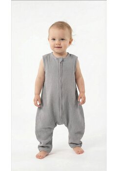 Sac de dormit, cu umplutura, muselina, cu picioare, gri deschis