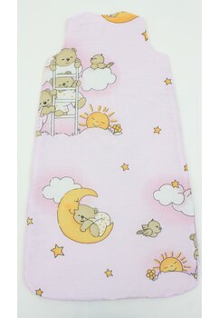 Sac de dormit, cu umplutura, Ursuletul somnoros, bumbac, roz