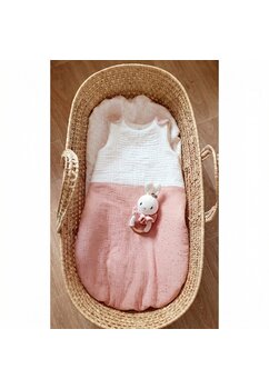 Sac de dormit din muselina, cu umplutura, bulinute metalice, roz