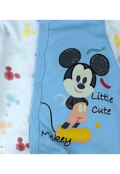 Salopeta bumbac, maneca lunga, Little cute Mickey, albastru