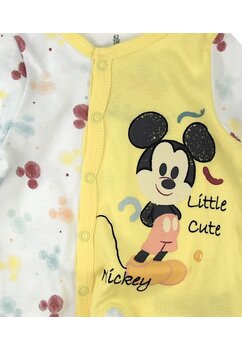 Salopeta bumbac, maneca lunga, Little cute Mickey, galben