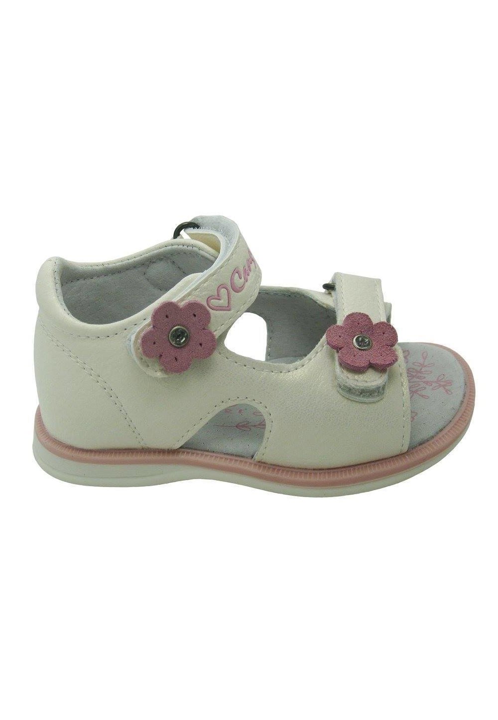 Sandale, alb perlat, floricica