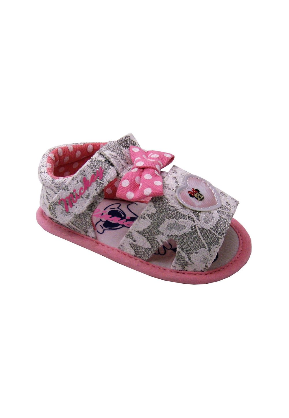 Sandale bebe, alb cu dantela, Minnie Mouse