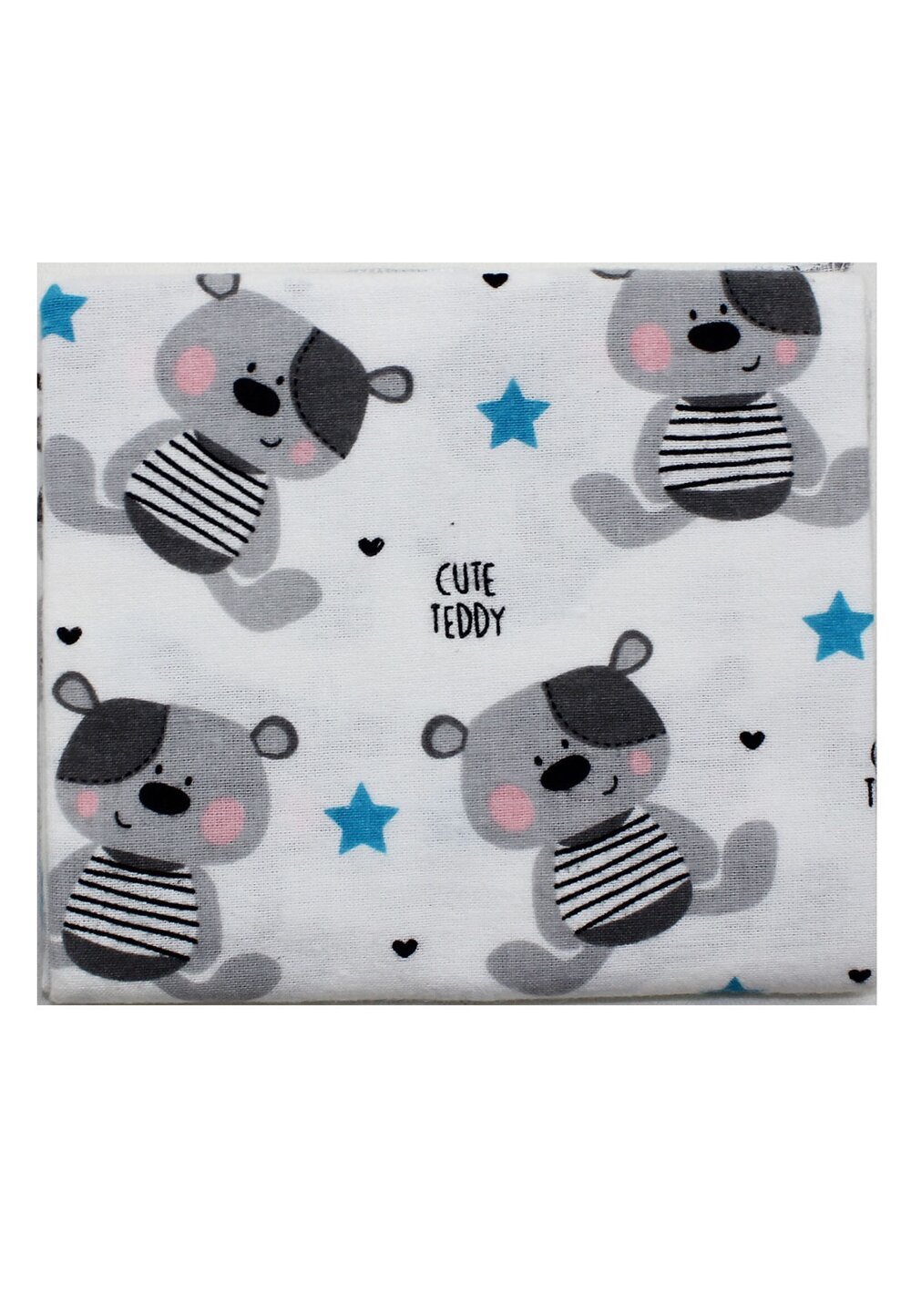 Scutec bumbac, Cute teddy, alb cu gri, 80x70 cm