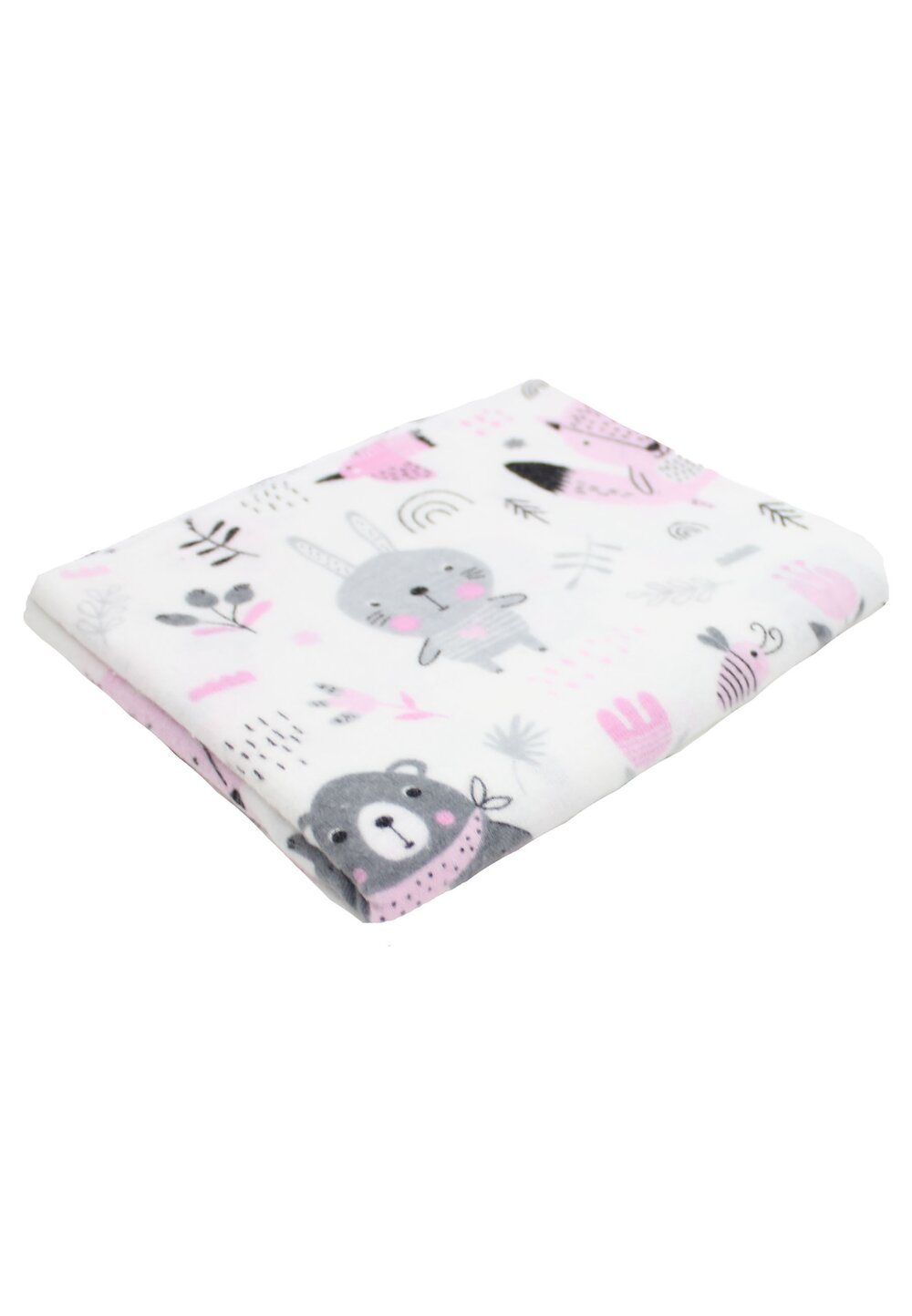 Scutec bumbac, Ursulet cu esarfa, roz, 70x80cm