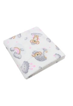 Scutec, koala cu steluta roz, flanel bumbac, multicolor, 80x70cm