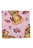 Scutec muselina bumbac, Little tiger, roz, 75x70 cm