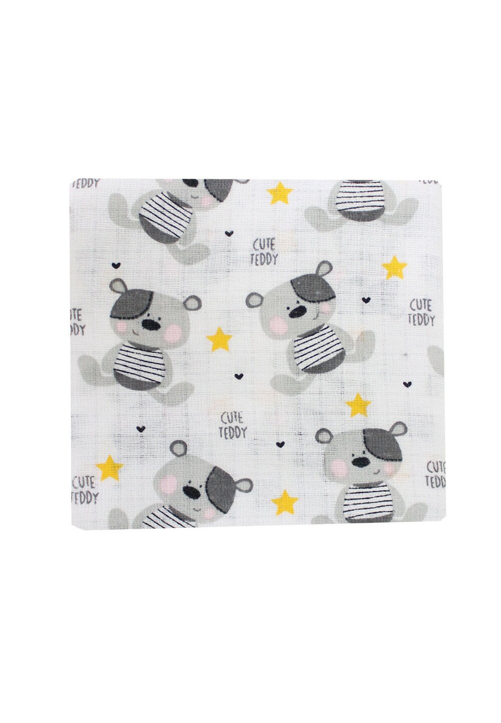 Scutec muselina, cute teddy, alb, 75 x 70 cm