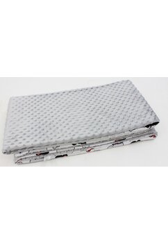 Set 2 aparatori, minky gri verso bumbac, fundite rosii, 120x60 cm, multicolor