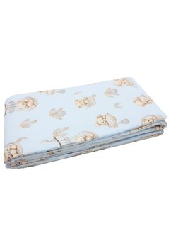 Set 2 aparatori, Prichindel, Ursulet in cosulet, bumbac, albastru, 120x60 cm