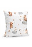 Set 2 piese, fata plapuma si fata perna, urs cu baloane, bumbac, alb, 100x135 cm