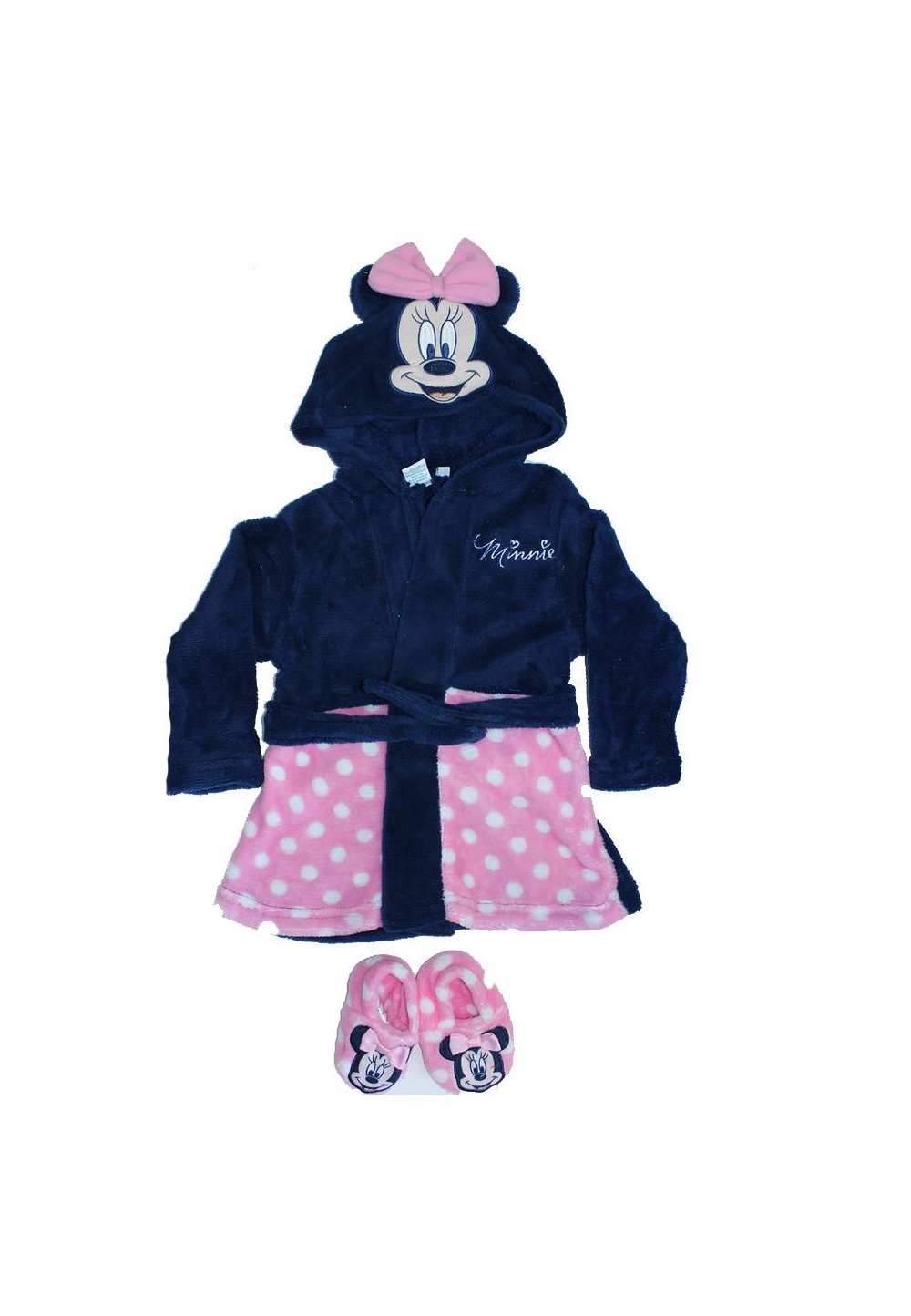 Set 2 piese, halat de baie si papuci de camera, Minnie Mouse, roz