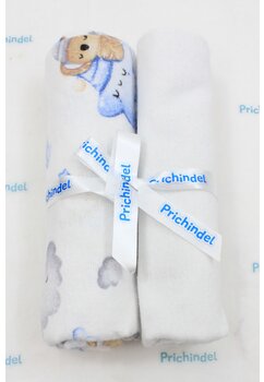Set 2 scutece, koala cu steluta albastra, flanel bumbac, multicolor, 80x70cm