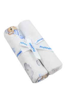 Set 2 scutece, koala cu steluta albastra, flanel bumbac, multicolor, 80x70cm