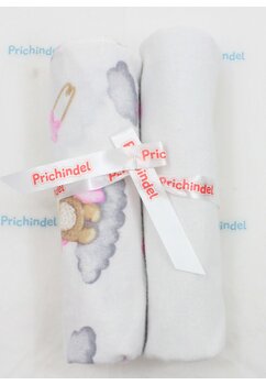 Set 2 scutece, koala cu steluta roz, flanel bumbac, multicolor, 80x70cm
