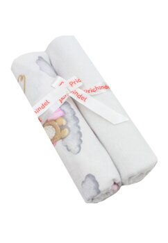 Set 2 scutece, koala cu steluta roz, flanel bumbac, multicolor, 80x70cm