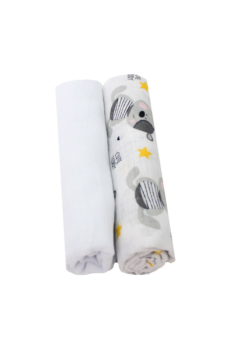 Set 2 scutece, muselina, Cute Teddy, alb, 75 x 70 cm