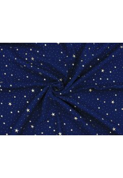 Set 2 scutece, muselina, Metalic stars, bleumarin cu alb, 80 x 67 cm