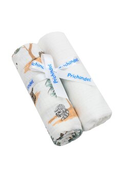 Set 2 scutece, muselina si finet, vulpita, alb, 80 x 67 cm