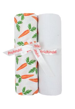 Set 2 scutece, The carrots, muselina si finet, bumbac, multicolor, 75x70cm