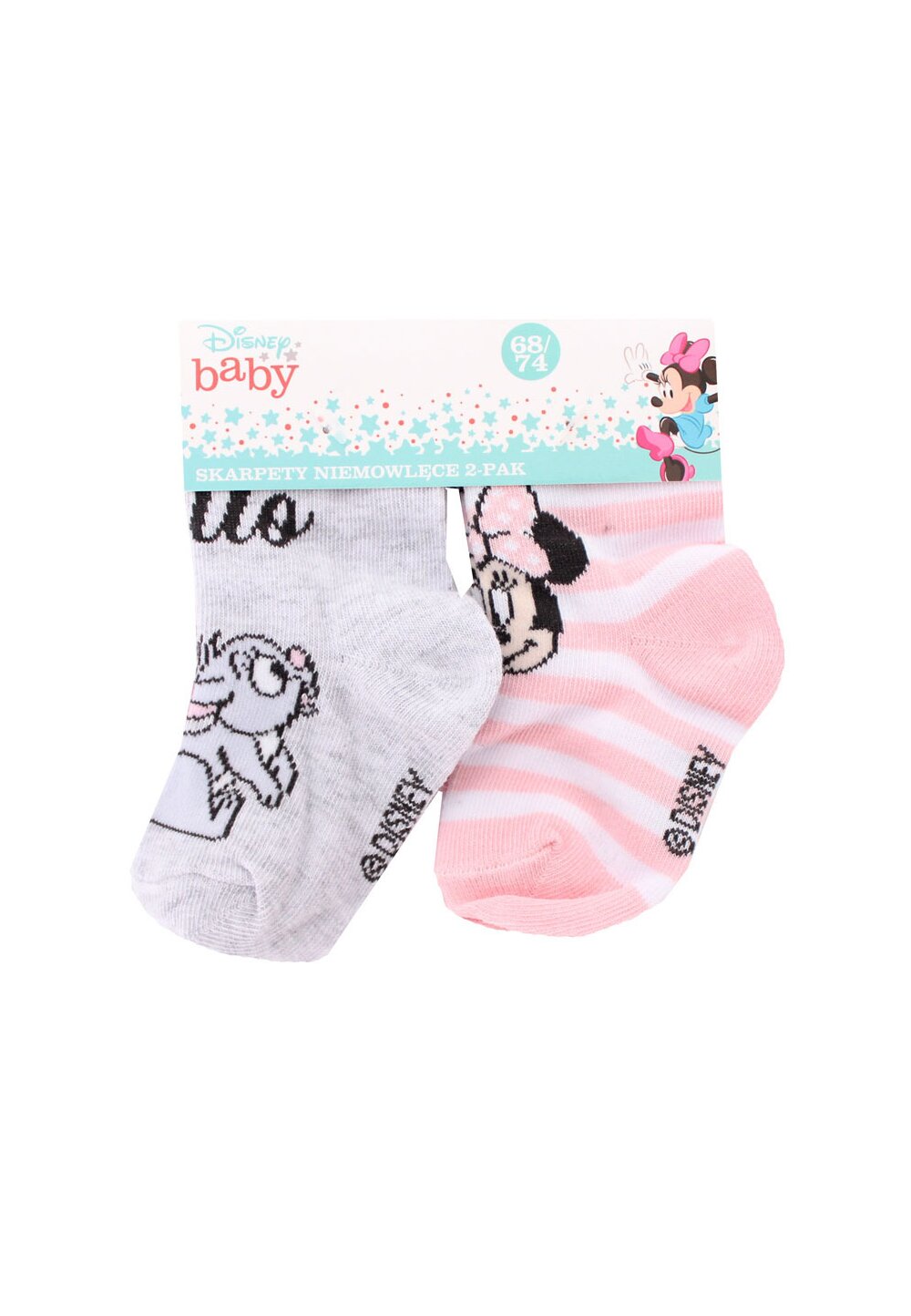 Set 2 sosete, Minnie si iepurasul, gri cu roz