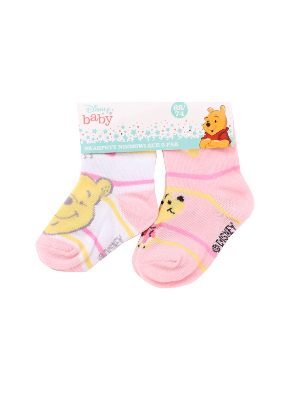 Set 2 sosete, Winnie the Pooh, roz si alb