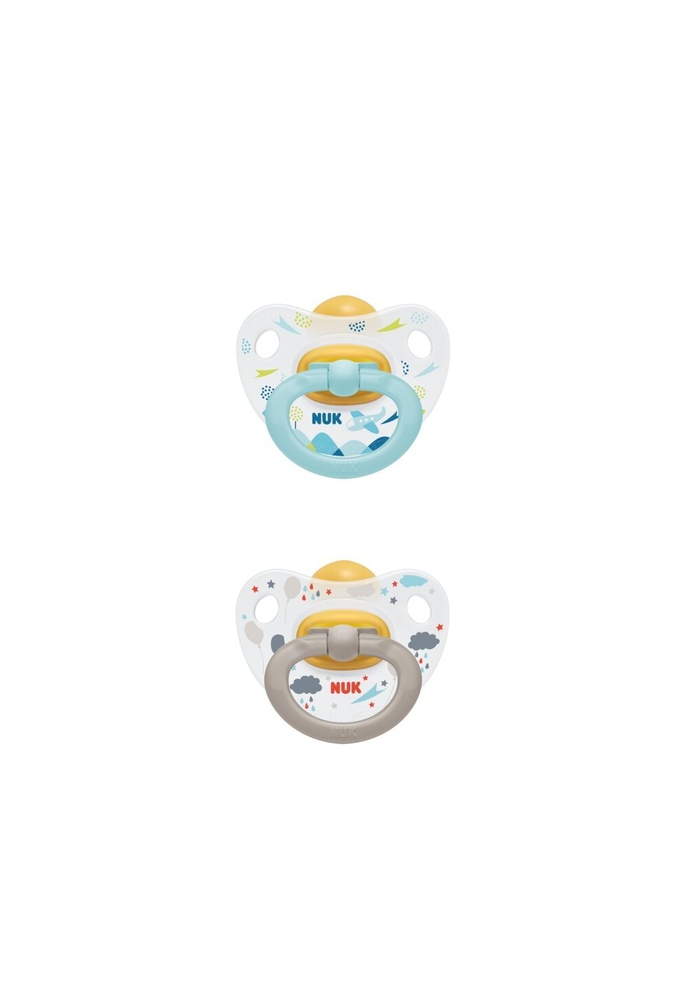 Set 2 suzete Nuk, Happy kids, cu tetina din latex, 0-6 luni, albastra