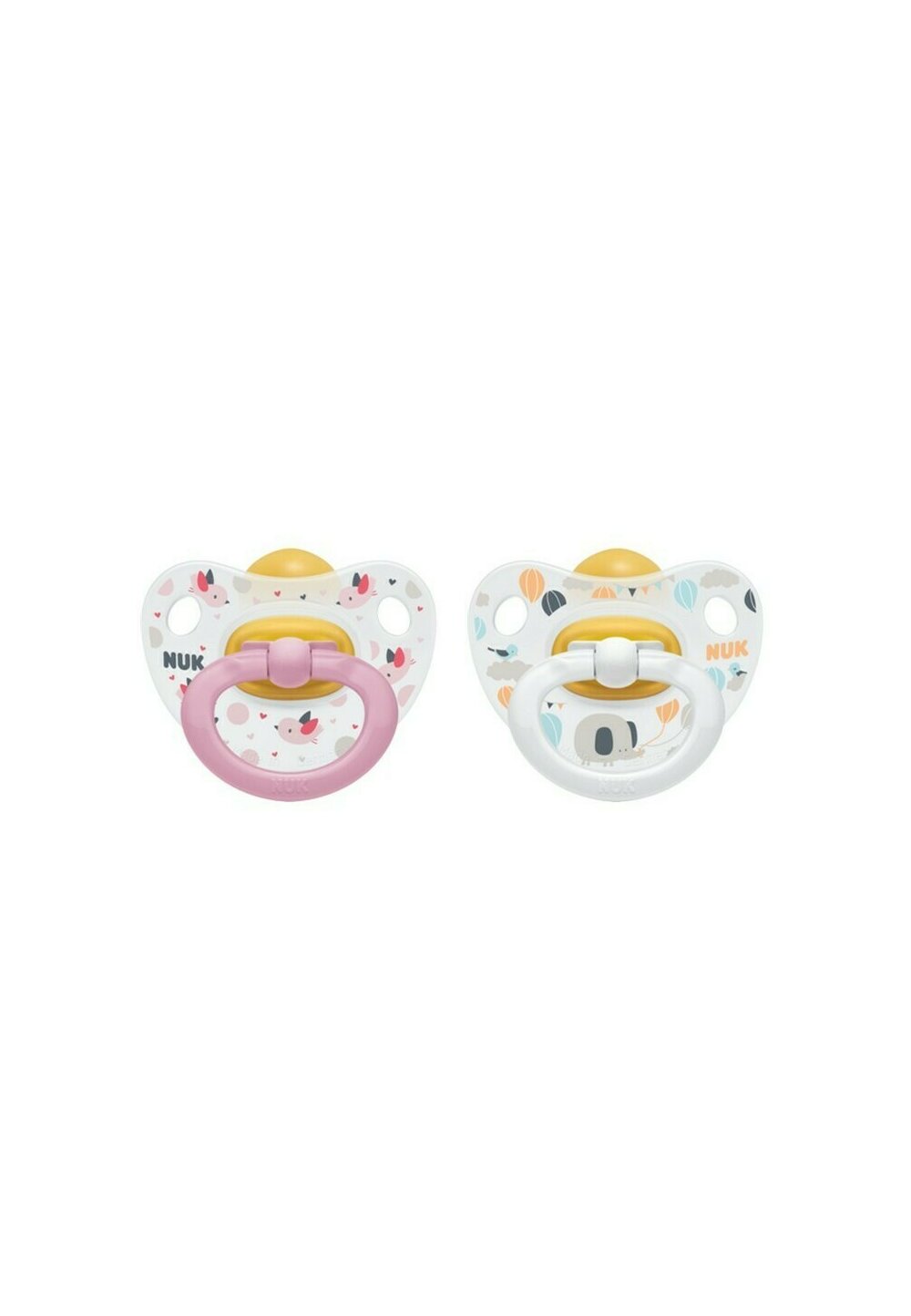 Set 2 suzete Nuk, Happy kids, cu tetina din latex, 0-6 luni, roz