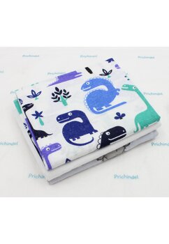Set 3 scutece, flanel bumbac, Dino si It is boy, 80x70cm, multicolor