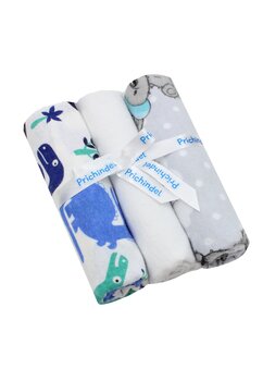Set 3 scutece, flanel bumbac, Dino si It is boy, 80x70cm, multicolor