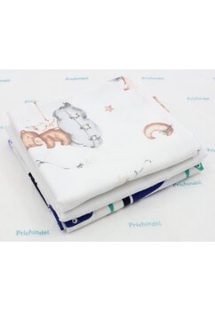 Set 3 scutece, flanel bumbac, Dino si Urs cu baloane, 80x70cm, multicolor