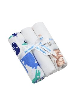 Set 3 scutece, flanel bumbac, Dino si Urs cu baloane, 80x70cm, multicolor