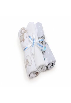 Set 3 scutece, It is boy si urs pe nor crem, flanel bumbac, multicolor, 80x70cm