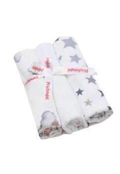 Set 3 scutece, koala cu steluta roz si stele gri, flanel bumbac, multicolor, 80x70cm