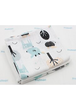 Set 3 scutece, muselina, Dino si Bambi, multicolor, 75x70 cm