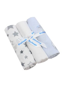 Set 3 scutece, urs pe nor albastru si stelute mari, bumbac, multicolor, 80x70cm