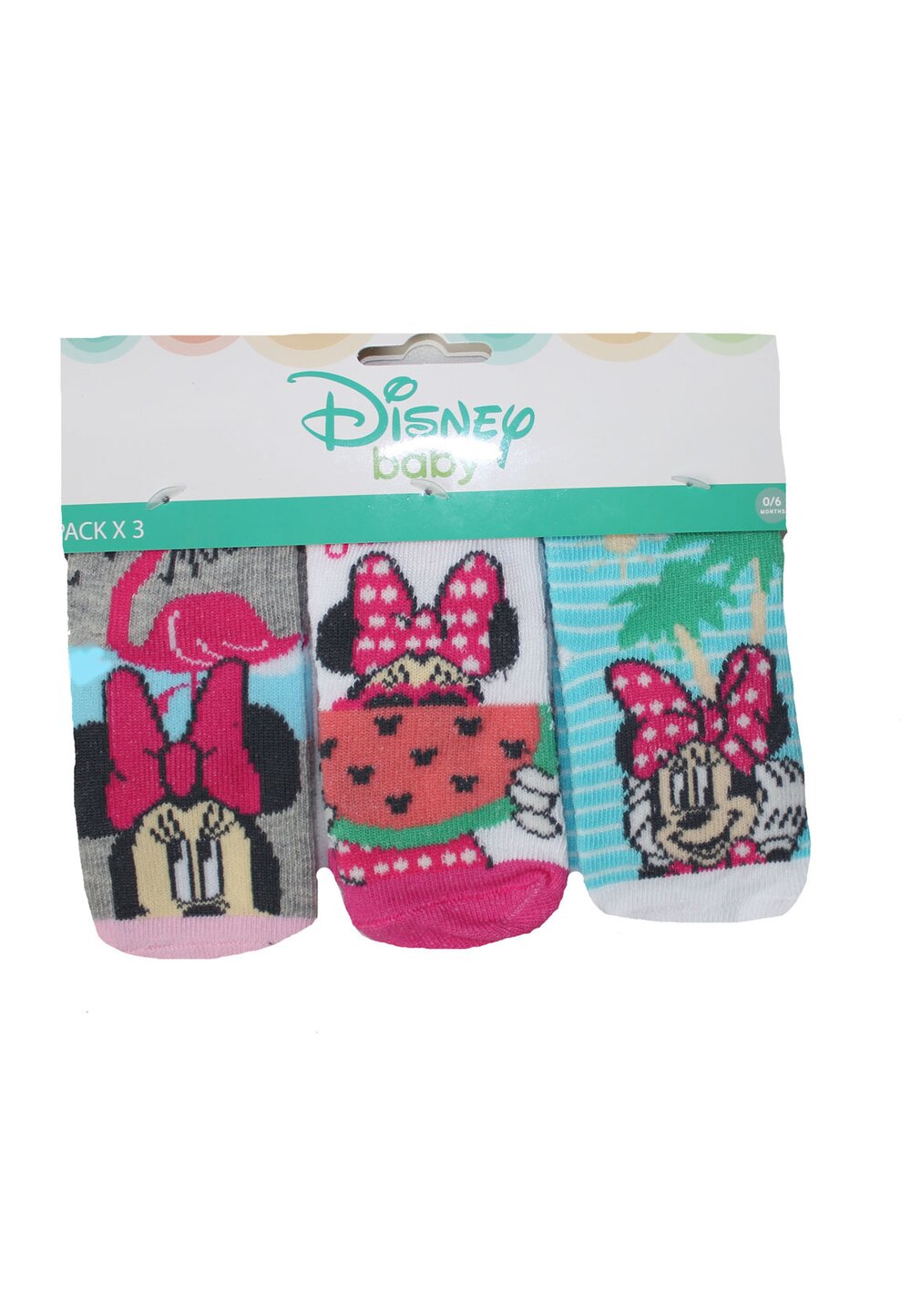 Set 3 sosete bebe, Minnie, Summer love, turcoaz