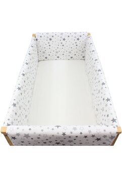 Set aparatori patut, Maxi, bumbac, alb cu stele mari gri, 120x60 cm