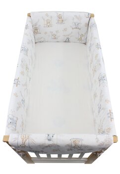 Set aparatori patut, Maxi, bumbac, Animalute pe leagan, crem, 120x60 cm