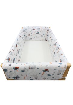 Set aparatori patut, Maxi, bumbac, Little animals, 120x60 cm, alb