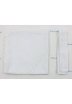 Set botez, panza mir, fasa si prosop, Delia cu dantela, bumbac, alb